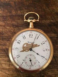 ANTIQUE 14K SOLID GOLD E. HOWARD CADILLAC POCKET WATCH 17J  #1068789