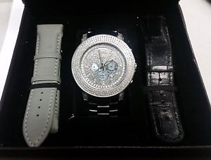 Don & Co. 8cttw Diamond Chronograph Watch Icy with box and extra straps!
