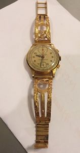 18K VINTAGE PIERCE WATCH YELLOW GOLD DIAL WIND WRIST 49 Grams