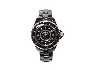 CHANEL J12 Watch Black Ceramic Diamond Women H1625 Quartz