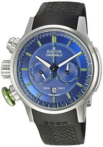 Edox Men's 'Chronorally' Swiss Quartz Stainless Steel and Rubber Sport Watch, Co