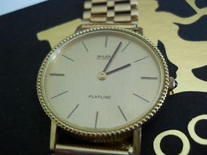 18ct.SOLID GOLD BULER FLATLINE QUARTZ WRISTWATCH