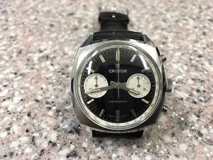 VINTAGE STAINLESS STEEL CROTON CHRONOGRAPH WATCH .