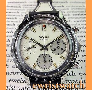 Vintage 1960s Wyler Incaflex Chronograph 37mm SS Case Valjoux 72 -UNTOUCHED DIAL
