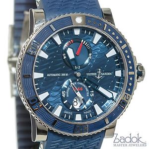 Ulysse Nardin Maxi Marine Diver Titanium Blue Rubber Automatic Watch 263-90-3