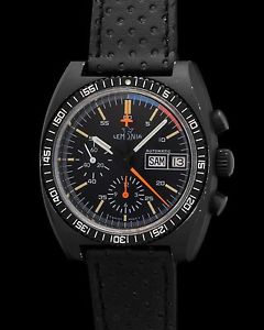 VINTAGE LEMANIA CHRONOGRAPH IN BLACK PVD 5012 DAY-DATE POWERED AUTOMATIC CALIBER