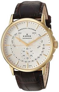 Edox Men's 'Les Bemonts' Swiss Quartz Stainless Steel and Leather Dress Watch, C