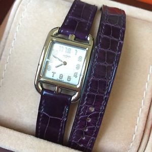 Authentic Hermes Watch Cape Cod cassis strap double tour croc bracelet