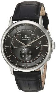 Edox Men's 'Les Bemonts' Swiss Quartz Stainless Steel and Leather Dress Watch, C