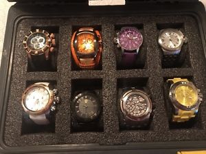 You Have 8 Watches All Invicta Brands and a  8 slot dive case gray and yellow