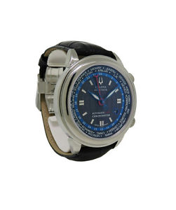 Bulova Accutron 63B159 Men's Carbon Automatic GMT Titanium Chronometer Watch