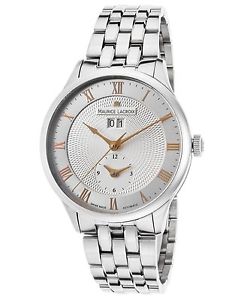 Maurice Lacroix Mp6707-Ss002-111 Men's Masterpiece Auto Dual Time Ss Silver-Tone