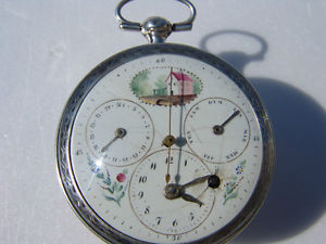 Exceptional Antique Silver French Calender Pocket Watch circa 1800
