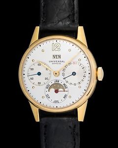 VINTAGE UNIVERSAL GENEVE CALENDAR 10170-69 IN 18K YELLOW GOLD MANUAL CALIBER