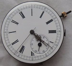 Minute Repeater & Chronograph Pocket Watch movement & enamel dial stem to 3