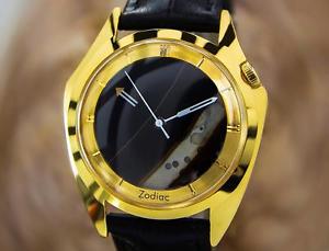 Zodiac Rare Swiss Made Men's Natural Onyx Mystery Dial Dress Watch c1960 L162