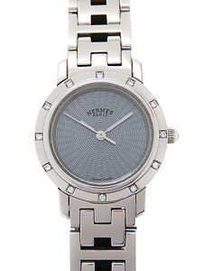 HERMES Clipper Nuclear CL4.230 Gray SS 12P Diamond Shell Watch Only MC #1473