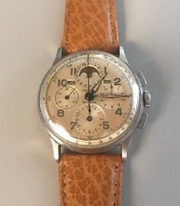Vintage Mens Universal Geneve Tri-Compax Moon Phase Chronograph Watch Runs Great