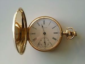 ANTIQUE AMERICAN WALTHAM 14K YELLOW GOLD FANCY HUNTER CASE POCKET WATCH CA: 1908