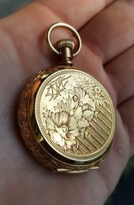 ANTIQUE VICTORIAN 18K SOLID GOLD HEAVY HUNTER CASE ELGIN POCKET WATCH  CLEAN