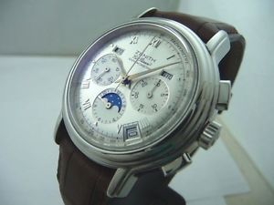 ZENITH EL PRIMERO MOONPHASES & FULL CALENDAR STEEL CHRONO CAL. 410 NEW FULL SET