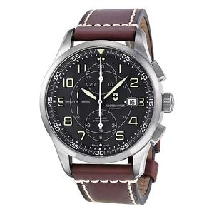 Victorinox 241597 Mens Black Dial Analog Automatic Watch with Leather Strap
