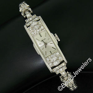Antique Art Deco Platinum Glycine 1.21ctw Diamond Ladies Long Dinner Wrist Watch