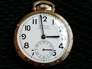 1951 Hamilton 950B Railway Special 23j Railroad Pocket Watch & Case 16s Serviced
