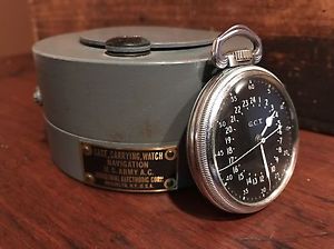1941 Hamilton GCT 22j WWII 4992B Military Navy Pocket Watch Brass Case