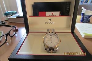 18k Gold & Polished Steel Tudor Glamour Double Date Model #57003  Mens Watch