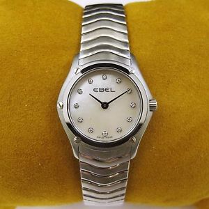 EBEL Classic Wave Mother of Pearl DIAMOND Dial Ladies Watch MOP Stainless Steel