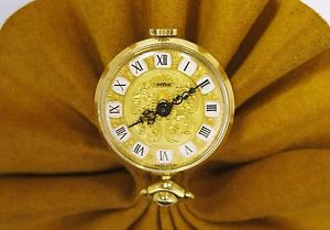 onVer 18k Yellow Gold & Blue Enamel Small Pocket Watch Pendant Wind Up ESTATE