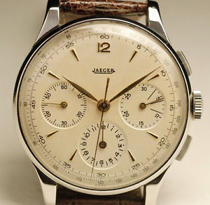 Ancienne montre JAEGER CHRONOGRAPHE cal 285 ACIER 38mm 1950 vintage watch STEEL