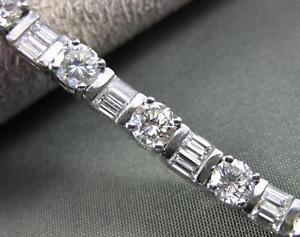 ESTATE WIDE 9.29CT ROUND & BAGUETTE DIAMOND PLATINUM BRACELET E VVS STUNNING 257