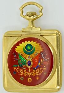 MUSEUM antique gold plated silver&enamel Ottoman  Pasha award pocket watch.RARE