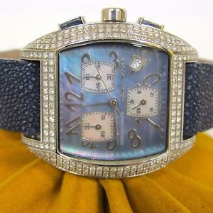 1.00 cttw DIAMONDS ROYAL BANKER MOP Stainless Steel Chronograph Watch 36MM