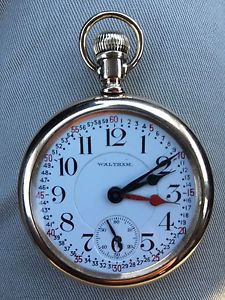 RARE - 1913 Waltham Vanguard 23j 16s Dual Hour-Hand RAILROAD Grade Pocket Watch