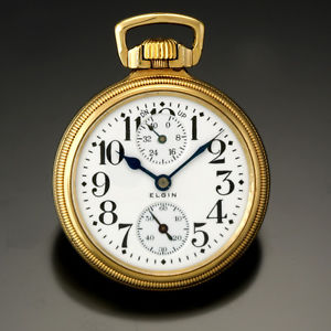 Elgin Veritas Railroad Pocket Watch with Up/Down Indicator 23-Jewel Movement