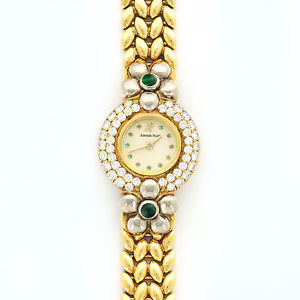 Ladies Audemars Piguet Yellow Gold Diamond & Emerald Watch