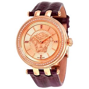VERSACE OROLOGIO KHAI DONNA DIAMANTI 0.297ct TOPAZI 0.041ct PELLE VQE060015