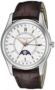 Pre-owned Frederique Constant Men's FC-330V6B6 Index Brown Strap Moon PhaseWatch