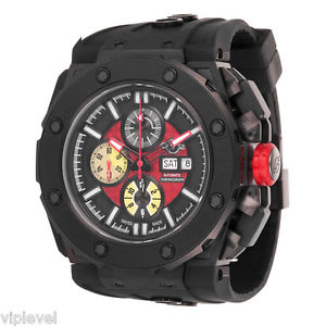 GEVRIL 8805 GV2 BY GEVRIL CORSARO Black/Red Chrono Automatic Watch NEW Fast Ship