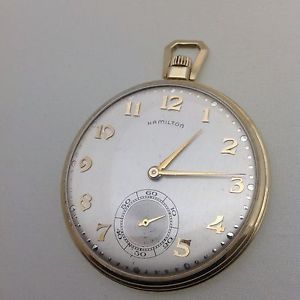 HAMILTON  POCKET WATCH 14 K RECENTLY SERVICED