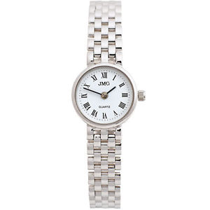 JMG Damen-Armbanduhr Quarz Analog 585 Gold Weißgold Mineralglas Goldbanduhr