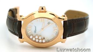CHOPARD HAPPY SPORT OVAL 7 DIAMANTES 18K ORO ROSA 275350-5001 MUJER