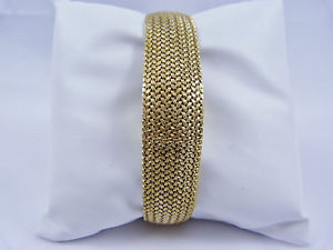 Vintage Ladies 14K Gold Timepiece Mesh Bracelet, Covered Watch Face 49.1 Grams!