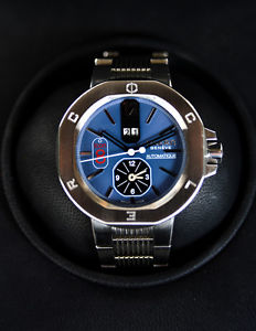 Clerc Ikon 8 "Gorgeous Oversized Sport Watch" w/Blue Dual Time Dial-Mint w/Box