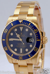 New Submariner 116618 bl 18K Yellow Gold Box,Manuals, Warranty Card Blue