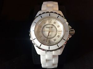 Chanel J12 Mother Of Pearl Diamond Dial 33Mm White Ceramic Watch