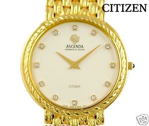 Auth CITIZEN "Ascenda" 12P Diamonds YG Quartz, Unisex watch